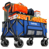 Garvee Faltbarer Geländestrandwagen, großer Gartenwagen mit 280L Fassungsvermögen, verstärkter Stahlrahmen und Räder mit Bremse, Tragfähigkeit 210kg, Blau - 