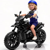 GARVEE Elektro-Kindermotorrad mit Stützrädern, 6V 4Ah Akku, LED-Scheinwerfer & Hupe, für Kinder von 3–8 Jahren, Schwarz - Schwarz