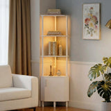 GARVEE Bücherregal, 4 Ebenen, 30 × 30 × 147,6 cm, Holzwerkstoff & Metall, verstellbare Ablagen, Weiß – für Wohnzimmer & Büro - Weiß