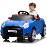 GARVEE MINI Cooper Kinder Elektroauto 12V mit Fernbedienung, LED-Lichtern, Musik & Sicherheitsgurt, Elektroauto für Kinder ab 3 Jahren, Blau - Blau