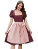 Garvee Dirndl Damen Trachten Midi Dirndlkleid Aus Wildleder Mit Schürze Für Oktoberfest Schwarz 42