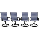 Garvee Patio Drehstuhl Set 4er Gepolstert Mesh Blau 360° Drehbar & Rocker Stahl E-Beschichtung Terrasse Garten - Blau With Padded