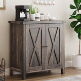 Garvee Kleiner Aufbewahrungsschrank Farmhouse Sideboard Buffet Mit 2 Türen, Verstellbaren Regalen, MDF-Holz, Robust, Für Wohnzimmer Und Esszimmer, 30"x15.7"x31.5", Rustic Braun - 