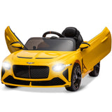 Garvee Kinder Elektroauto 12V Bentley Bacalar Mit Fernbedienung, 3-Gang, LED-Lichter, Klappflügeltüren, Federung, USB/Bluetooth, Sicheres Fahren Im Freien - Gelb