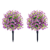 Garvee Künstlicher Buchsbaum-Kugelbaum mit Erdspieß, 2er-Pack Gartendekoration, 60 cm violett, UV-beständige Pflanzen für Veranda und Garten - Lila