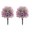 Garvee Künstlicher Buchsbaum-Kugelbaum mit Erdspieß, 2er-Pack Gartendekoration, 60 cm violett, UV-beständige Pflanzen für Veranda und Garten
