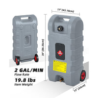 Garvee Grau 15 Gallonen Kraftstoffkanister Mobil mit Rädern Handpumpe 57L für Auto Boot Rasenmäher ATV