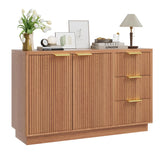 Garvee Kompakte Holz-Buffetschrank mit sanft schließenden Schubladen zur Aufbewahrung von Besteck im Esszimmer 120 cm Holz, mit Stauraum, mit Soft-Close - Naturholz