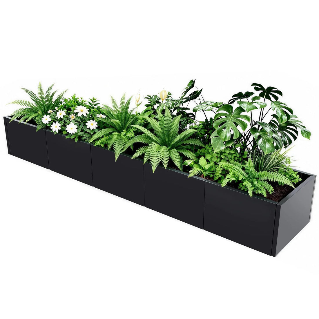 GARVEE Hochbeet aus Metall 176 x 46 x 30 cm, Pulverbeschichteter Pflanzkasten für Garten & Terrasse, Robustes Stahl-Hochbeet für Gemüse, Blumen und Kräuter, Ohne Boden