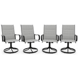 Garvee Patio Schwenksessel Set 4 Stk Gepolstert Atmungsaktiv Textilene Stahlrahmen Wetterfest Rustikal Für Garten Terrasse 19.5"W x 20"D x 40"H - Grau With Padded