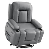 Garvee Power-Lift-Sessel – Elektrisch, Wärme & Massage, Verstellbar, PU-Leder, Seniorenhilfe, 95×95×104 cm - Grau