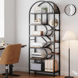 Garvee 6-Stöckiges Bücherregal Mit Geometrischem Metallrahmen Für Wohnzimmer Und Büro 29.9x11.81x81.7cm Schwarz
