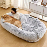 Garvee Hundebett 165 × 100 × 30 cm – Flauschig & Weich aus Kunstkaninchenfell, Waschbar, Warm & Bequem, Hellgrau - Hellgrau