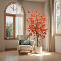 GARVEE 2er-Set Künstliche Ahornbäume 180 cm, Herbstliche Kunstpflanzen mit Pflanzgefäß, Realistische Rote Herbstblätter, Pflegefrei und Schwer Entflammbar, Für Zuhause & Erntedankfest