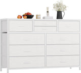 Garvee Kommode mit 10 Schubladen, für Schlafzimmer und Wohnzimmer, Weißes Leder - Weiß