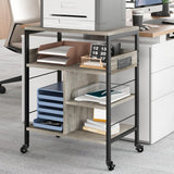 Garvee Großer Mobiler Druckerständer Mit Steckdosen & USB, 4-Stufiger Metallrahmen, MDF-Platte, Rollen Mit Bremse, Rustikales Grau, Büro & Wohnzimmer, 23.66"x15.76"x31.86" - grün