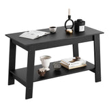 Garvee Rustikaler Couchtisch Mit Doppelregal, Rechteckig, Holz, Schwarze Oberfläche, Wohnzimmer & Büro, 31.5x15.4x18.9 Zoll - Schwarz