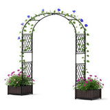 Garvee Gartenlaubenbogen Mit 2 Pflanzkästen Wetterfester PE-Beschichteter Metallbogen Für Garten Und Feier, Robust, Einfach Zu Montieren, Schwarz - B+Schwarz