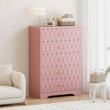 Garvee Kommode mit 5 Schubladen, 80 × 118 cm, für Schlafzimmer und Wohnzimmer, Rosa - Rosa