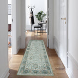 Garvee Teppich Waschbar Kurzflor Boho Vintage 80 x 150 cm Rutschfest Wohnzimmer Schlafzimmer Esszimmer - Grün