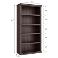 Garvee Bücherregal 171 cm, 5-stöckiges Standregal im Landhausstil, offenes Holzregal mit 5 Ablagen und Stauraum, für Homeoffice, Wohnzimmer & Schlafzimmer, Kirschbaum