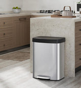 Garvee 16 Gal Edelstahl Mülleimer Mit Deckel Soft-Close Ergonomischer Griff Silber Für Küche Und Büro Kompakt - rot