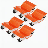 Garvee 4er-Set Fahrzeug-Rangierhilfe bis 2.721 kg, für Reifen bis 30,5 cm, 360° Rollen mit Feststellbremsen, Stahl, Orange - Orange