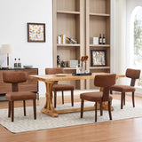 Garvee Esszimmerstühle 4er-Set, gepolstert mit PU-Kunstleder, ergonomische Rückenlehne, Holzbeine, Modern, Braun - Braun