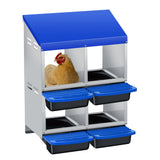 Garvee Hühnernestbox 2x2 Doppelstock mit integriertem Ständer 54x50x67cm platzsparend für 4-8 Hühner in Blau - Blau