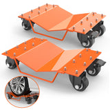 Garvee Schwerlast Rad-Dolly Set (2er-Set) – 4000 lbs (1814 kg) Tragkraft, 360° Lenkrollen mit Feststeller, für Auto, LKW & Motorrad (Orange) - Orange