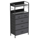Garvee Kommode, Stoffschubladen, 120 × 60 × 30 cm, für Schlafzimmer und Wohnzimmer, Grau - Grau