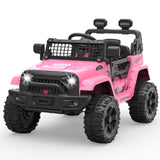 Garvee Rosa 12V Kinder Elektroauto mit Fernbedienung Offroad-Reifen LED Licht und Musik Für Kinder 3-8 Jahre - Rosa