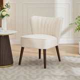 Garvee Wohnzimmerstuhl Samt, Ergonomische Rückenlehne, Holzbeine, Verstellbare Füße, Beige - Beige