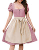 Garvee Dirndl Damen Trachten Midi Dirndlkleid Aus Wildleder Mit Schürze Für Oktoberfest Schwarz 42