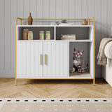 Garvee Katze Katzenstreu Box Gehäuse Versteckte Katzenstreu Möbel Mit 2 Aufbewahrung Fächern, Kratzmatte, Doppeltür Schrank, Front-Eingang, Weiß, 37.4x17.7x32.3 Zoll - Weiß