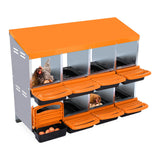 Garvee 8-Loch Hühnernistkasten 107×52×79 cm – Orange, Für 12–20 Hennen in Größeren Ställen - Orange
