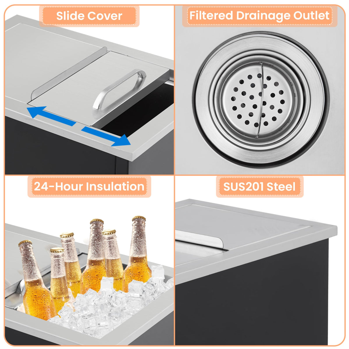 Gewerbliche Edelstahl Eiswanne