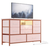 Garvee 8 Schubladen TV-Kommode Mit LED & Steckdose Für Wohnzimmer & Schlafzimmer, MDF Holz, RGB Licht, Großer Stauraum, Weiß - weiß