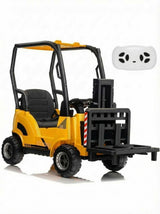 GARVEE Kinder-Elektro-Gabelstapler 12 V mit 4,5-Ah-Akku, realistisches Design, robustes PP-Material, für drinnen und draußen - Gelb