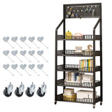 Garvee Gemüseregal Küchenwagen Auf Rollen 5 Etagen Snackregal 60 x 27 x 170 cm Schwarz