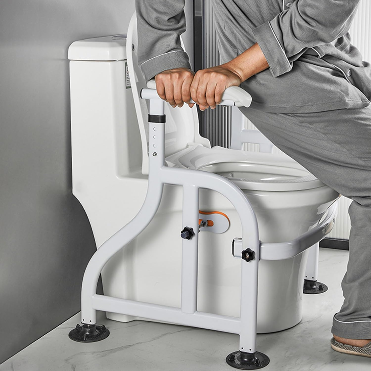 Garvee Toiletten-Aufstehhilfe – Höhenverstellbar, Rutschfest, 62×52×65–72 cm, Stabiler Haltegriff