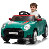 GARVEE MINI Cooper Kinder Elektroauto 12V mit Fernbedienung, LED-Lichtern, Musik & Sicherheitsgurt, Elektroauto für Kinder ab 3 Jahren, Grün - Grün