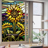 Garvee Fensterfolie Sonnenblumen Design, Statisch Haftend, UV-Schutz, 60x100 cm, Selbsthaftend, Für Zuhause & Büro