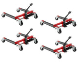 Garvee Hydraulische Rangierhilfe 4er-Set bis 2722 kg, Auto-Rangierheber mit Fußpumpe für Reifen bis 30 cm, verstellbar 55–69 cm, 360° Rollen