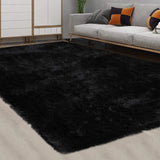 Garvee Fluffy Area Rug 4cm Plush Polyester Schwarz Für Wohnzimmer & Kinderzimmer Extra Weich & Rutschfest - schwarz