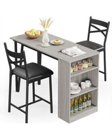Garvee Ausziehbarer Bartisch-Set für 2-4 Personen mit 40,6 cm Breiten Kissen, Robustes MDF, Stauraum, Grau, Ideal für Kleine Wohnungen - Grau