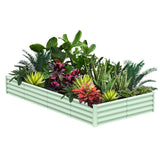 Garvee Rechteckiges Metall Hochbeet 240×120×30 cm – Pulverbeschichtet, Rostfrei, Offener Boden, Weiß - Grün