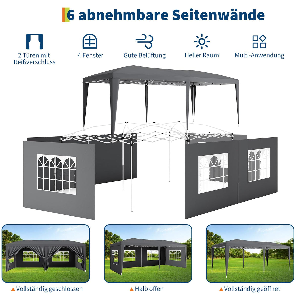 Schneller werkzeugloser Aufbau durch Pop-up-System