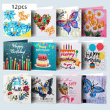 Garvee 5D DIY Diamond Malerei Karten 12 Stück Grußkarten Kreatives Geschenk Für Frauen Geburtstagsgrußkarten Feiertags-Dankeschön Grußkarten Für Familie Freunde Liebhaber