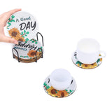 Garvee 8-Teiliges DIY Diamantkunst Posavasos Set Mit Sonnenblumenmotiv, Holz, Mit Ständer & Kleber, Wohn- & Küchendeko, Bunt
